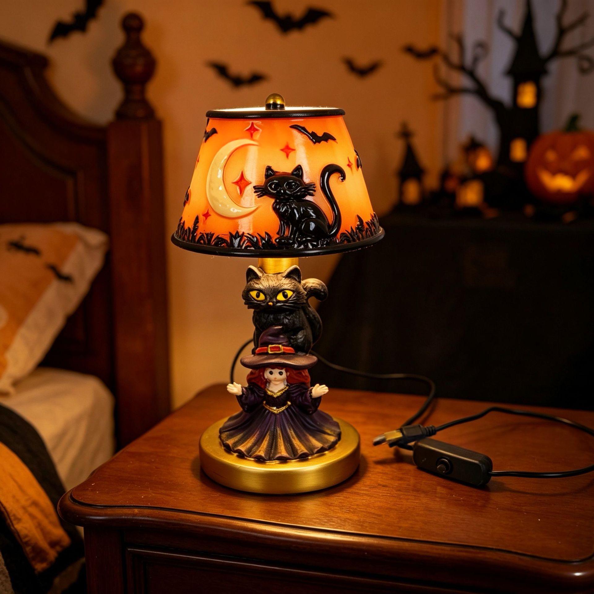 Lampe de table de citrouille Ghost Bat Glowing d'Halloween