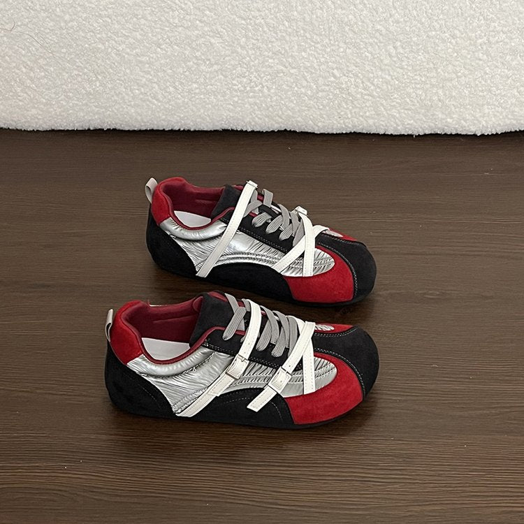 Femmes Retro Color Bloquer des formateurs de talons cachés