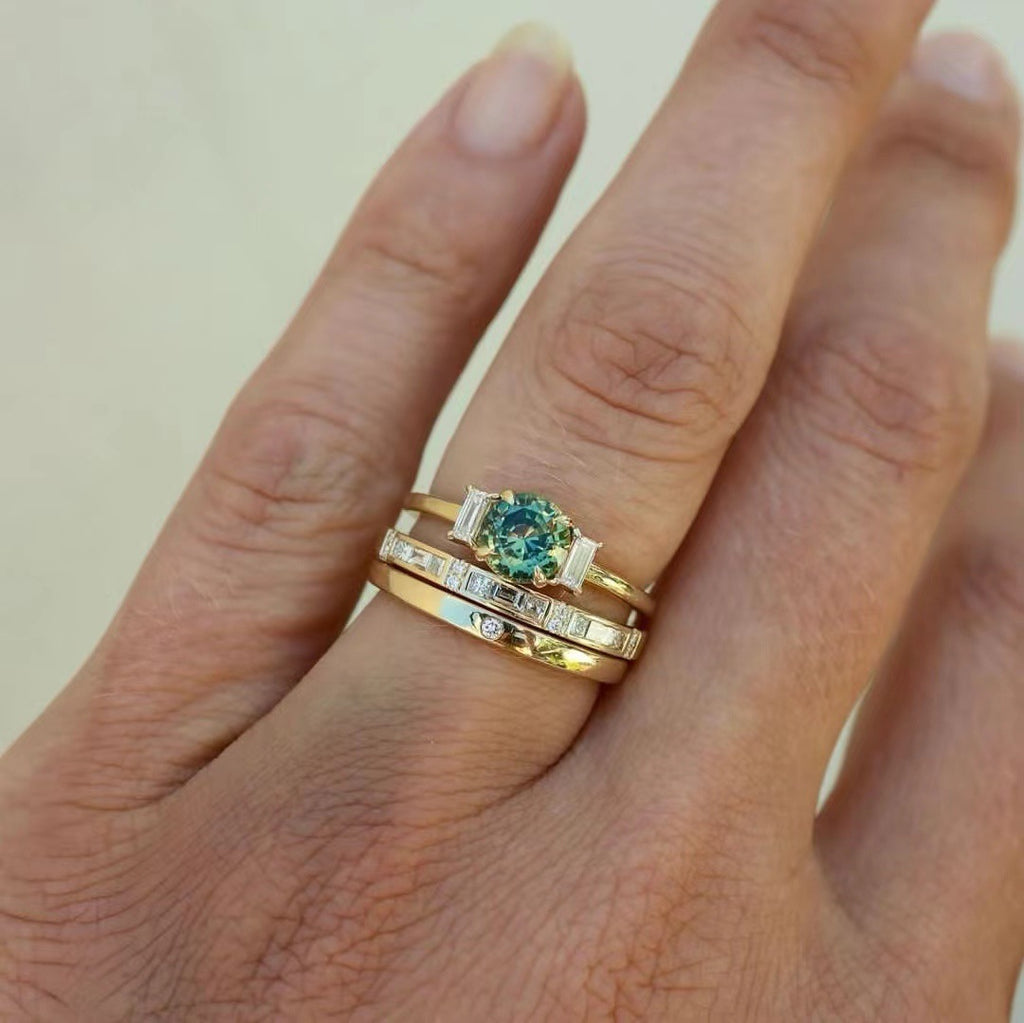 Ensemble de bagues à trois pièces de la mode Zircon-Gold-Plated