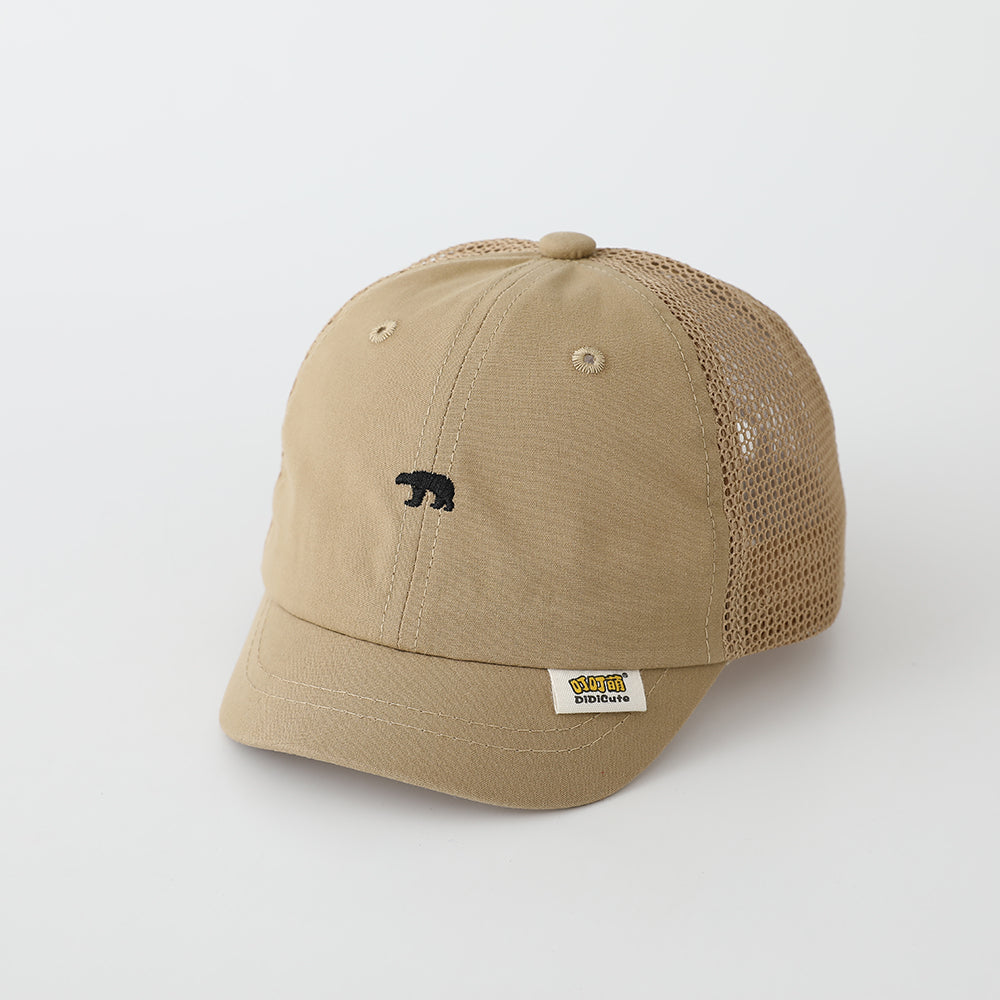 Casquette de baseball brodée en maille simple d'ours pour enfants - Mignon et style frais Baby Breathabl