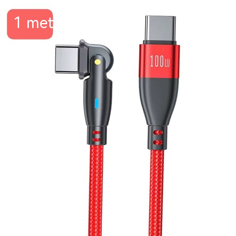 PD100W Ligne 180 Degree Rotating Type-c Applicable Notebook Elbow 5A Câble de recharge
