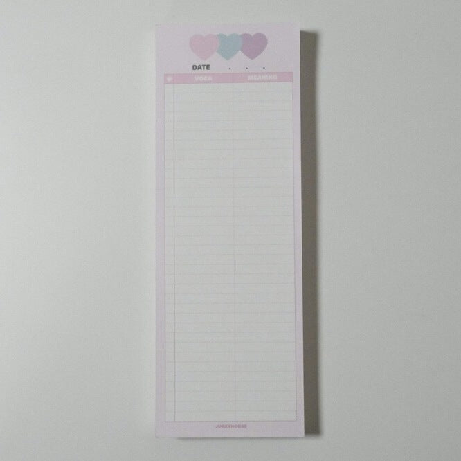 Notepad Mignon Vertical Impression double face Papier d'apprentissage Mots anglais Note Paper
