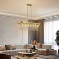39" Rectangle linéaire en cristal moderne Lustre avec finition or