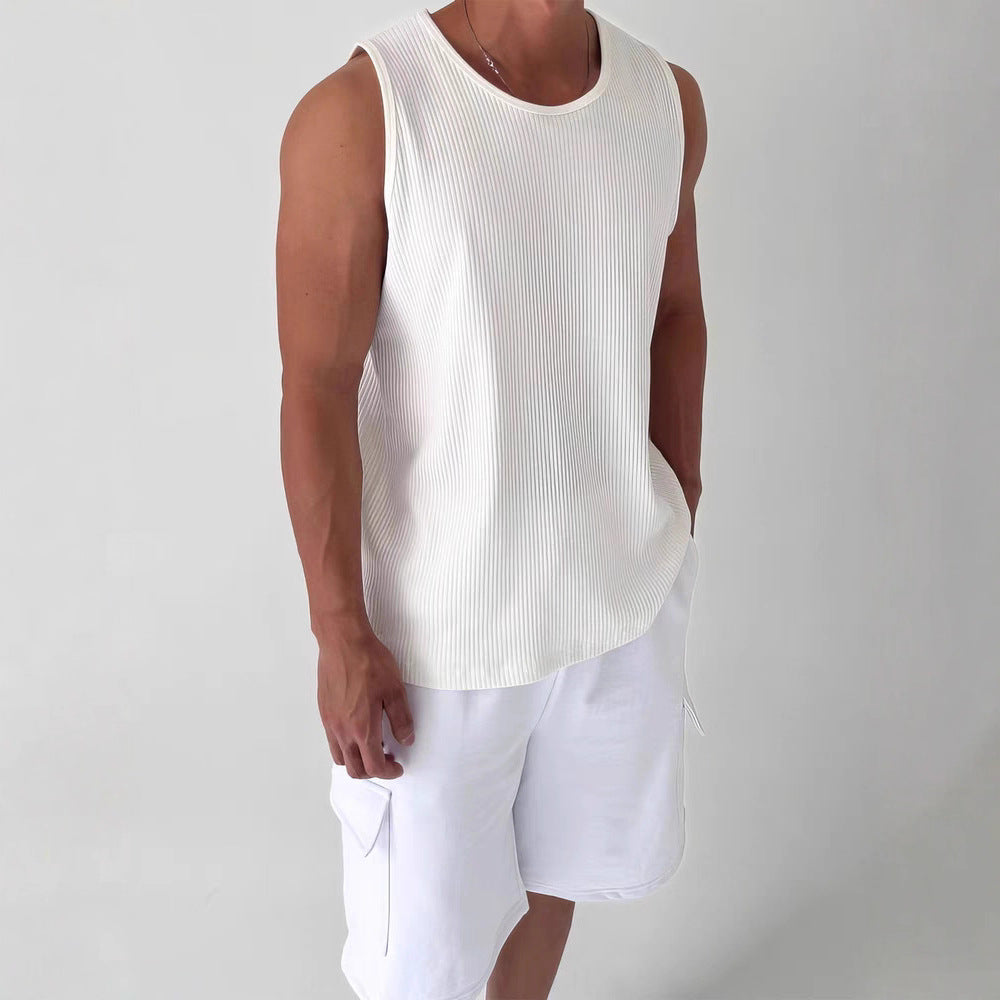 Hommes Veste U-neck style américain de couleur solide