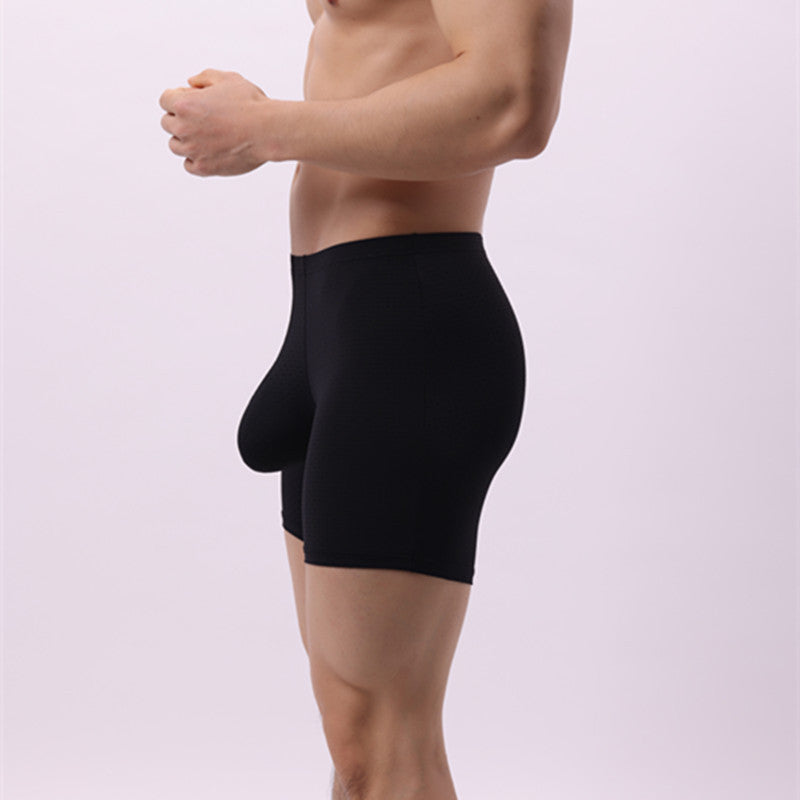 Hommes Large Sexy Sheer Chafe résistant à la chaleur Boxer en couleur unie