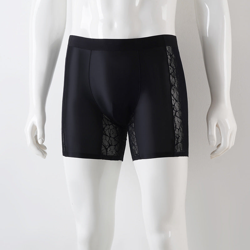 Anti-wear Jambe Dentelle Leopard Jacquard Sexy Seamless Men Boxer Pantalons longue piste