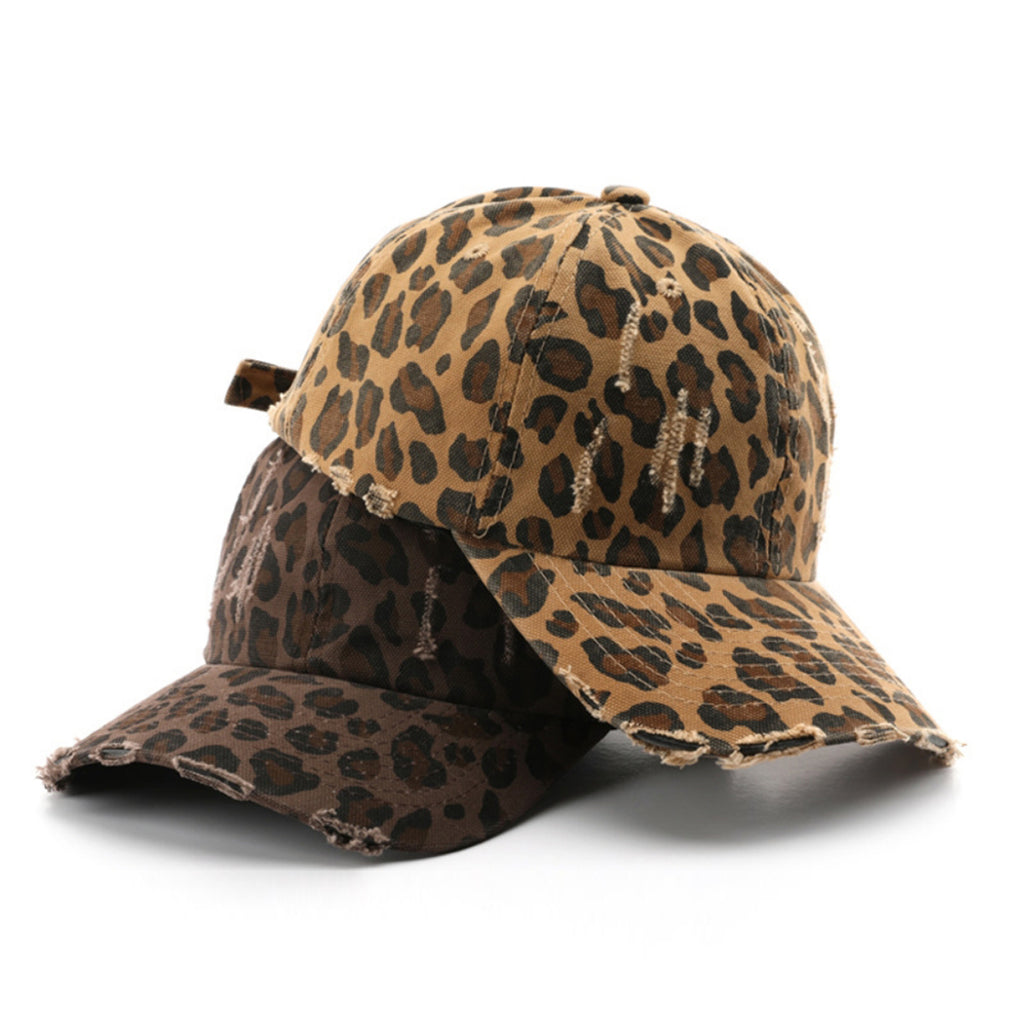 Leopard Print Diressed Beveled Ajustable Vintage style casual Casquette de baseball adapté pour