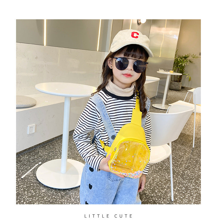 Solid Color PU cuir de poitrine pour enfants Quicksand léger tendance pour les enfants