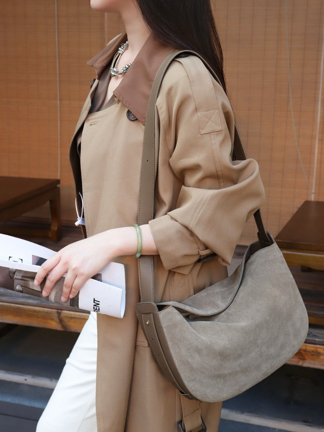 Retro Matte véritable sac sous-arm en cuir pour les femmes