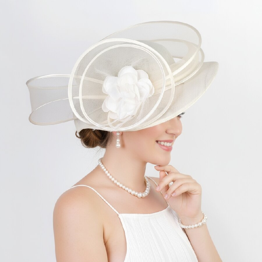 Chapeau de soleil pour femmes à large bord pour les occasions officielles