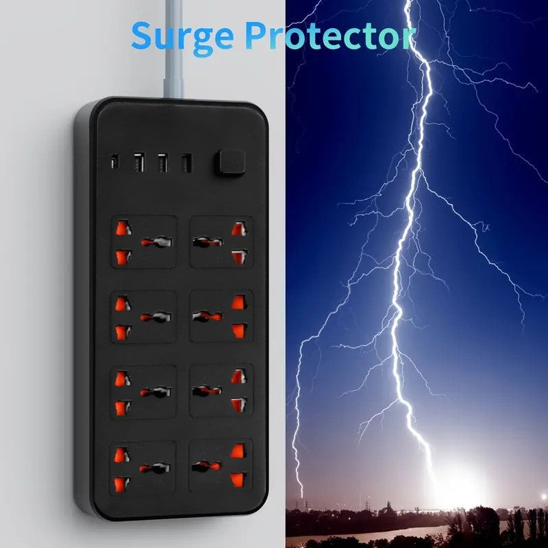 Extension câble câble électrique secteur alimentation 8 Gang 3 USB 1 prise de port de type C