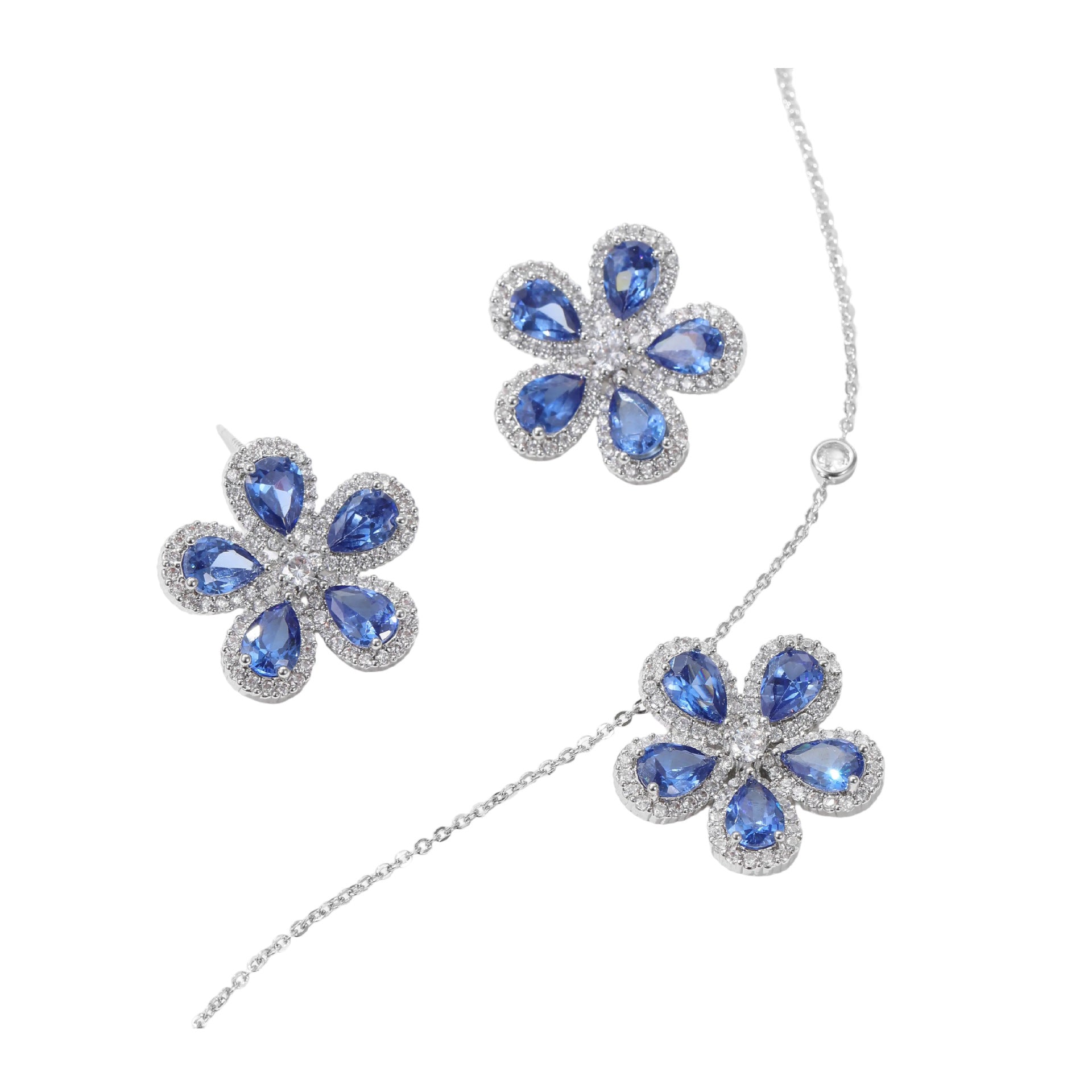 Bijoux de haute qualité Suit Micro Inlaid Zircon Tournesol oreille collier de cou d'un ensemble d'élégant J