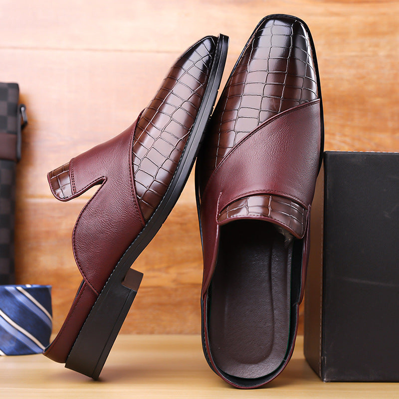 Hommes pointu-orteil cuir demi-chaussons sans un talon pour l'usure extérieure