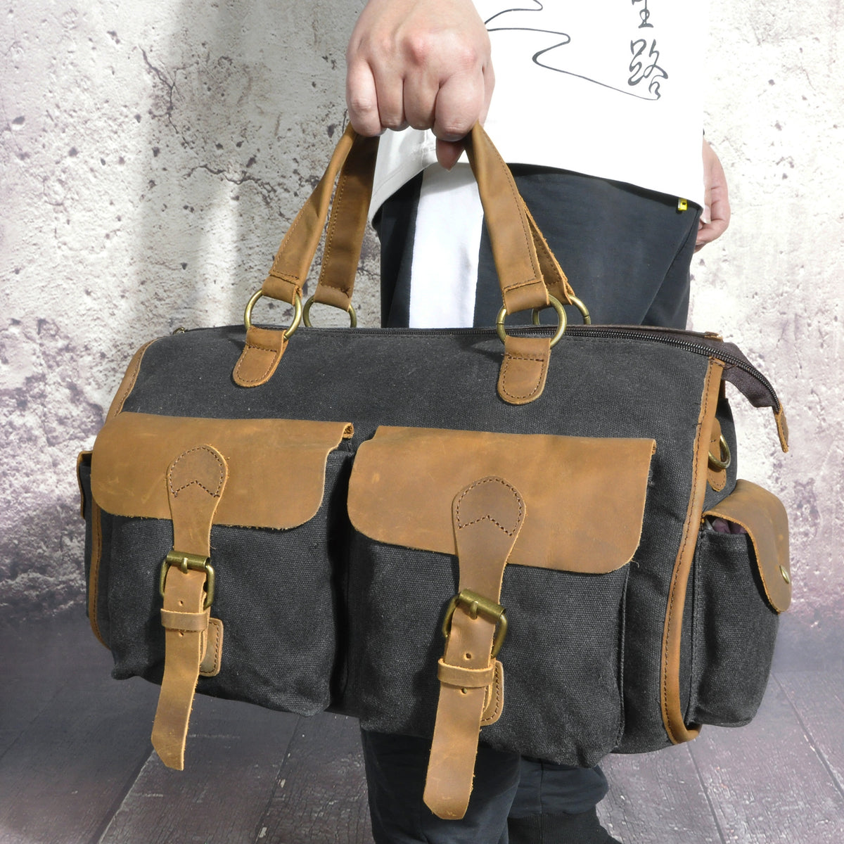 Top couche d'huile de cire de cuir de vache cuir Retro hommes 14-pouces d'affaires main officiel Docu