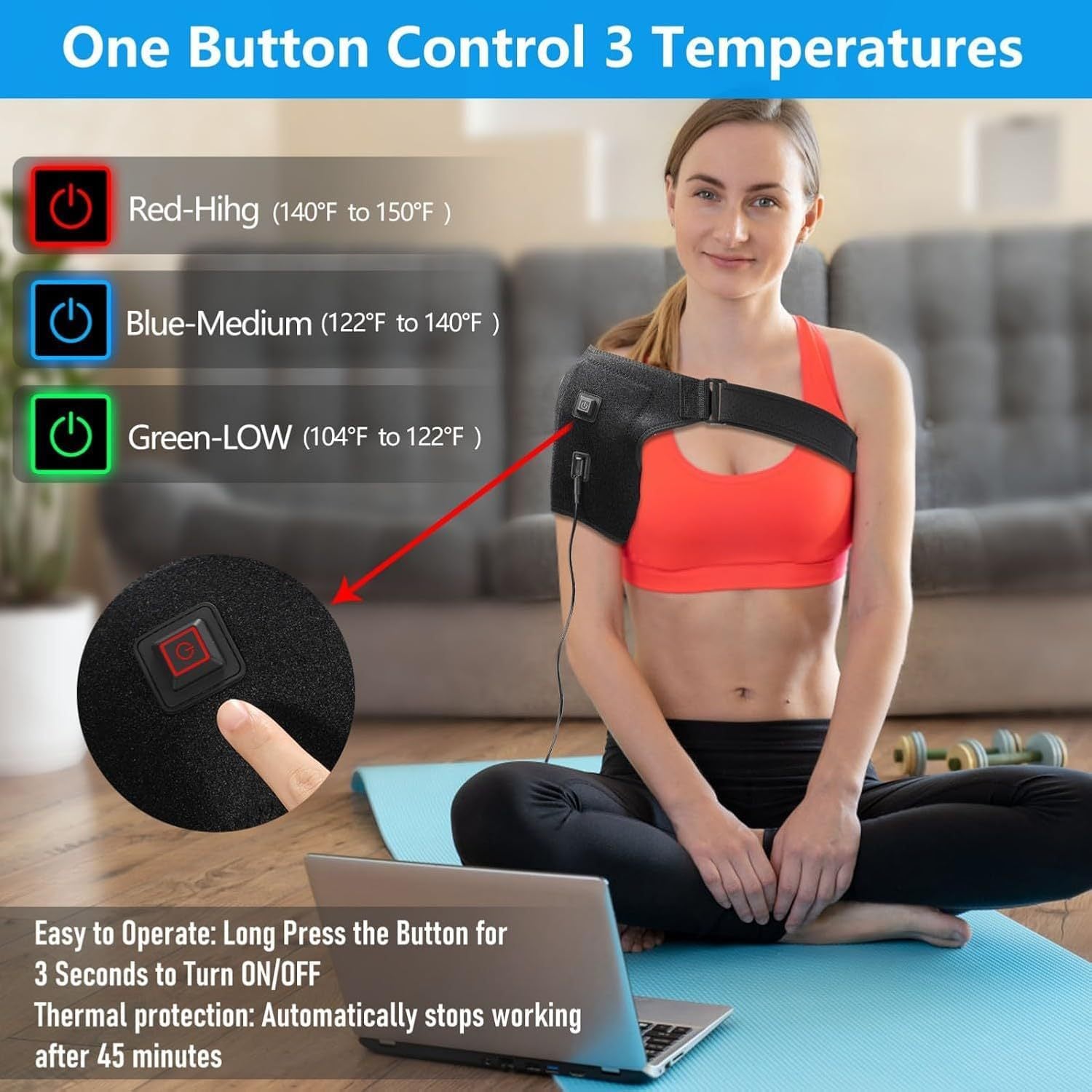 Épaule chauffante USB Enveloppe thermique Épaule Pad pour le cou et le soulagement de douleur articulaire