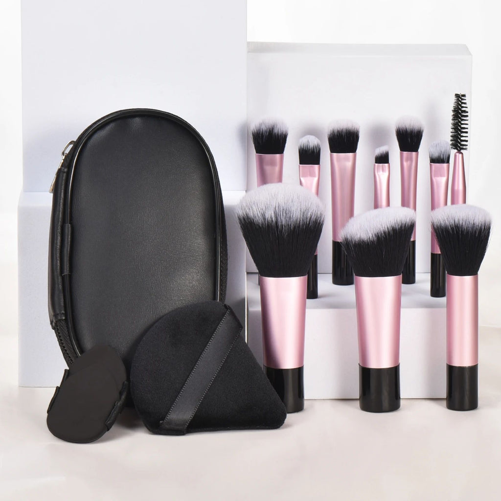 Set mini brosse de maquillage avec sac de rangement