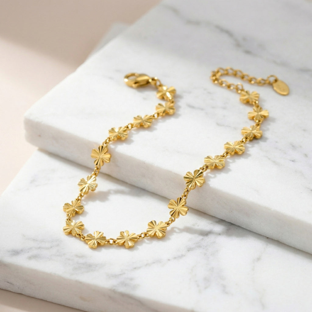 Anklet de fleur en acier inoxydable mode pour femmes