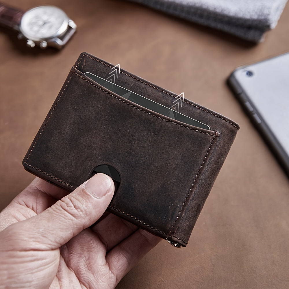 Porte-monnaie en cuir véritable Slim Bifold Wallet avec porte-radar