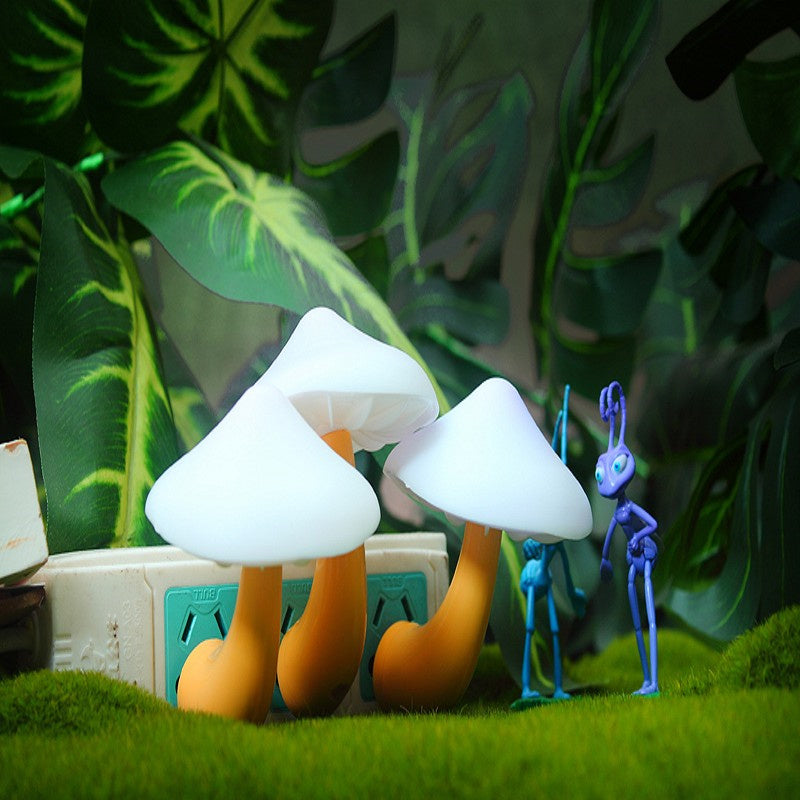 LED Night Light Mushroom Wall Socket Lampe EU US Plug Warm White Light-control Capteur Bedro