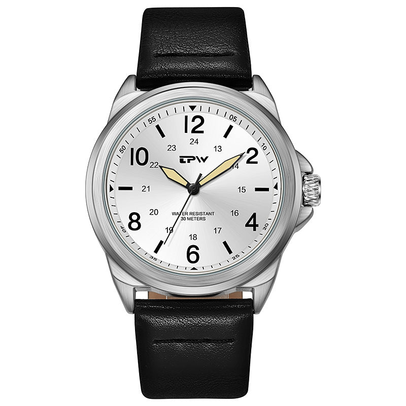 Business Casual Belt Style Imperméable Pointeur léger Montre Quartz Homme
