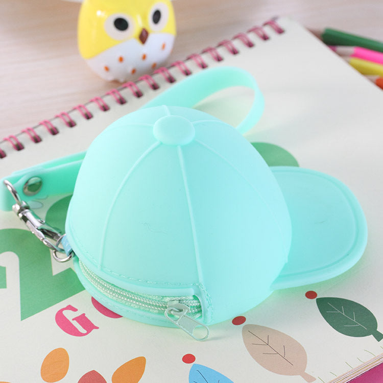 Mignon dessin animé chapeau couleur couleur Silicone Coin Purse