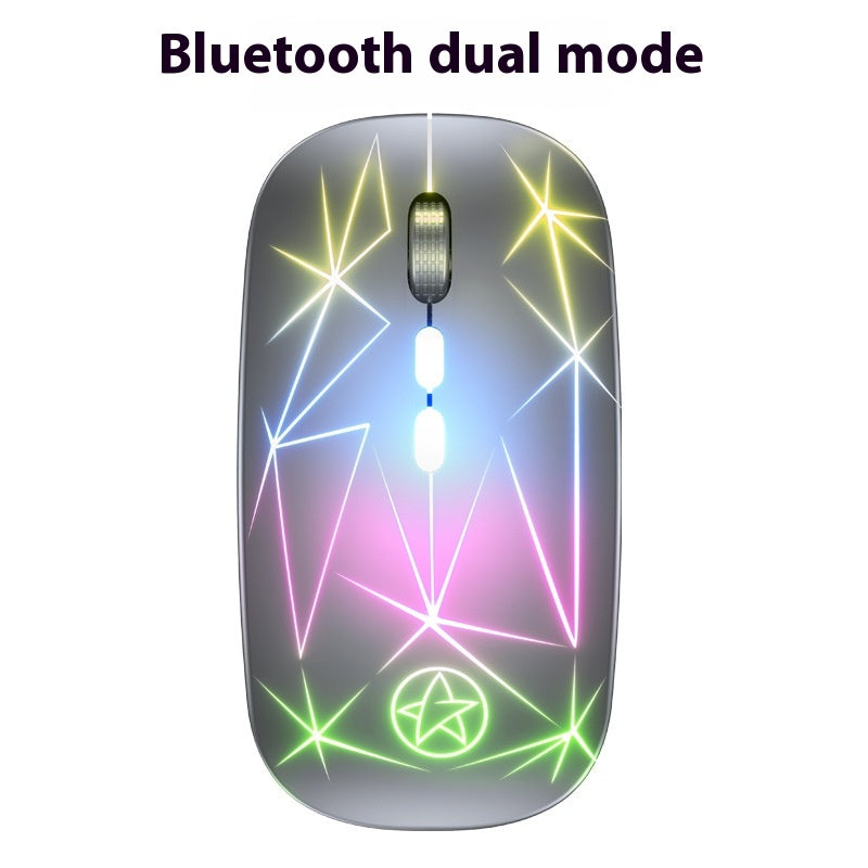 Bluetooth Mouse sans fil Double mode de charge lumineuse de bureau 5 clés métal Roller