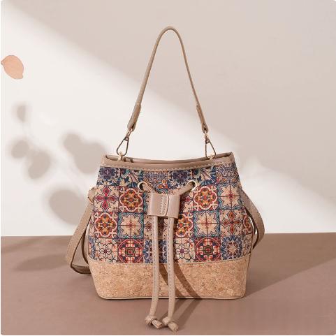 Vieux sac de rangement imprimé de grande capacité pour femmes avec extérieur en bois et en bois