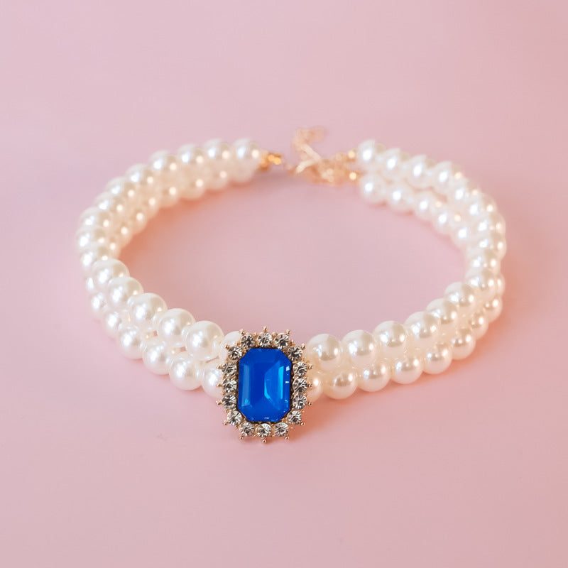 Perle Double brin de strass haut de gamme Lumineux bijoux accessoires pour chiens