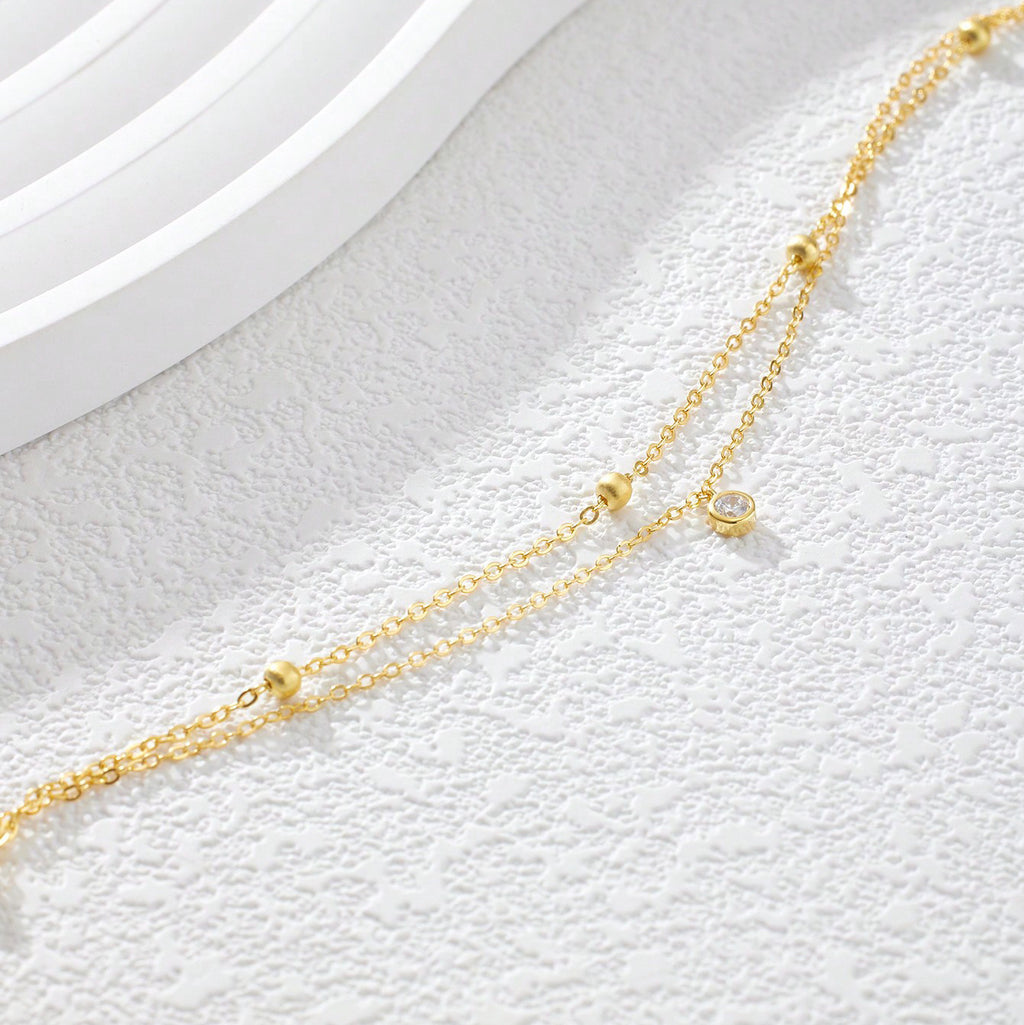 Anklet de Zircon double couche pour les femmes