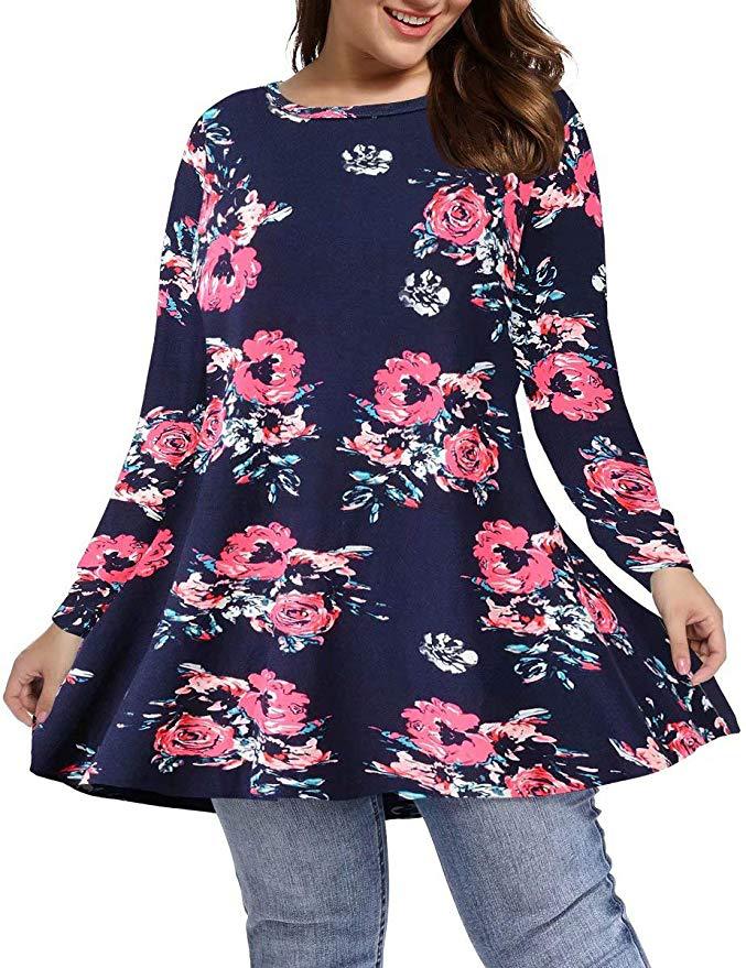 Ceinture longue manches Top Plus-size Relaxed Fit