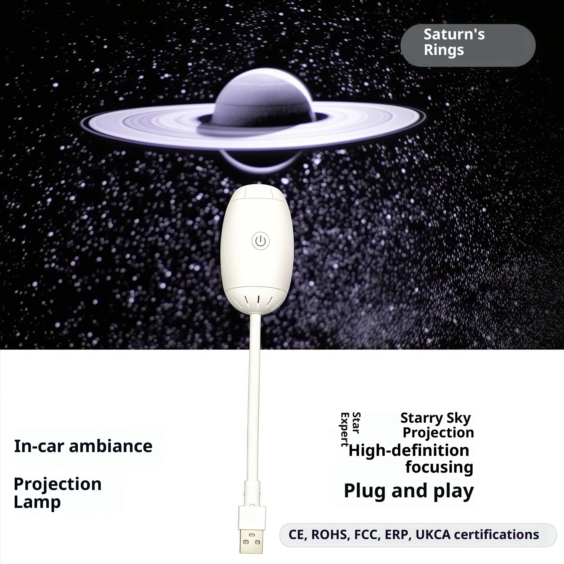 Lampe de projection de voiture Starry Usb Starry Sky Ambiance Light