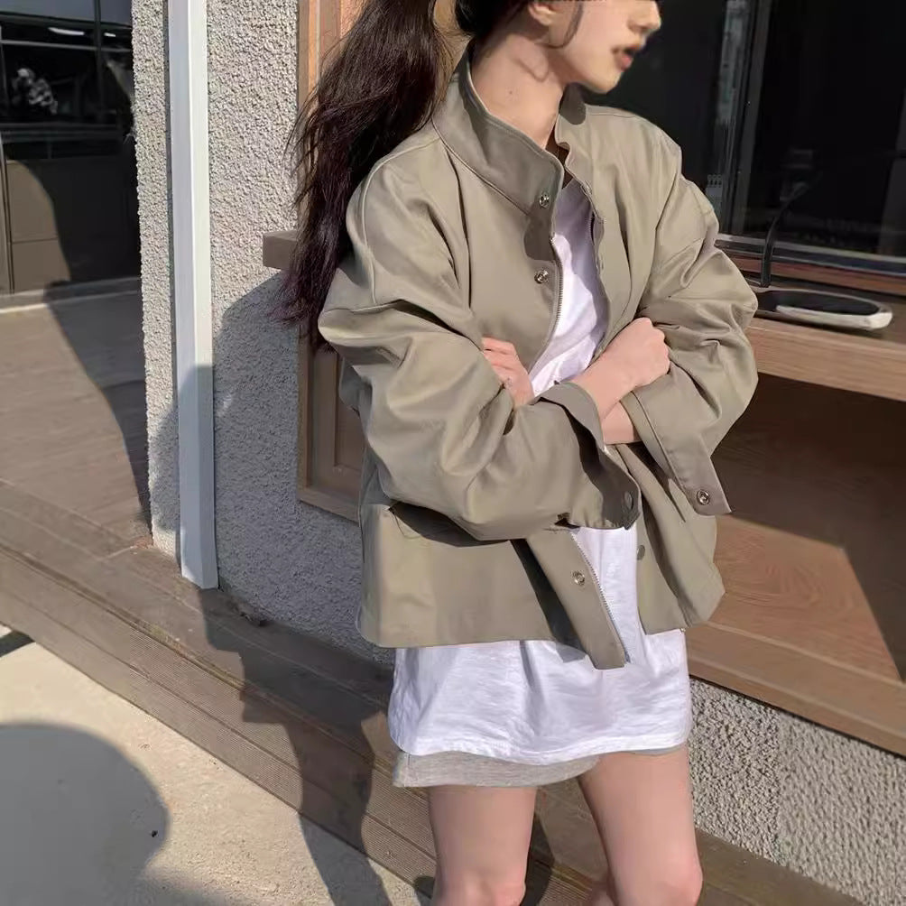 Veste à manches longues à fermeture éclair pour femmes