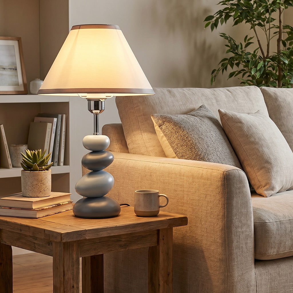 Lampe de table à galets en résine de base de style nordique