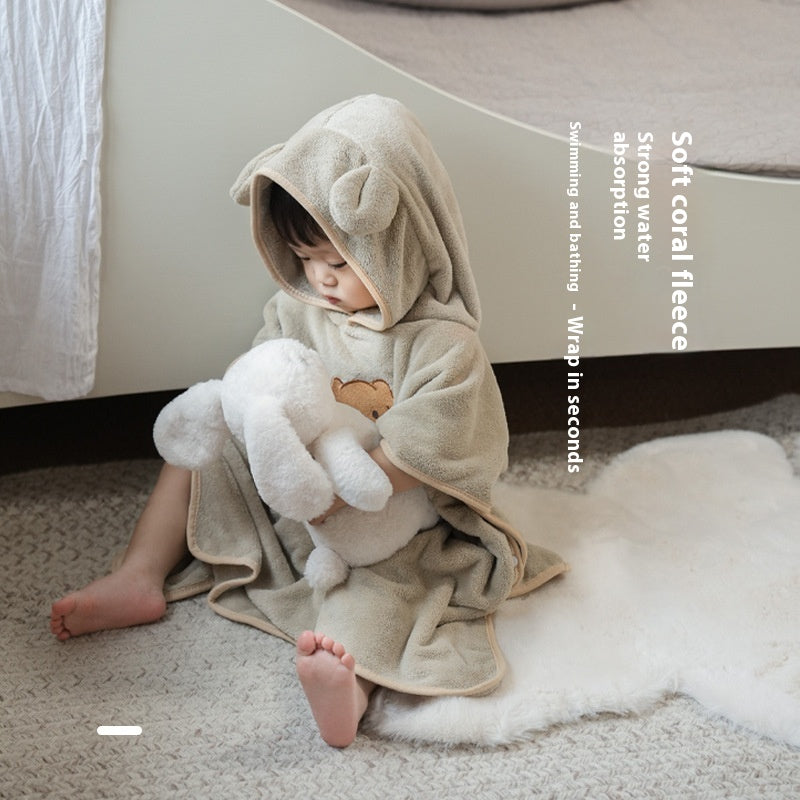 Fleece de corail Peignes de bain pour enfants Cloque de dessin animé Wearable
