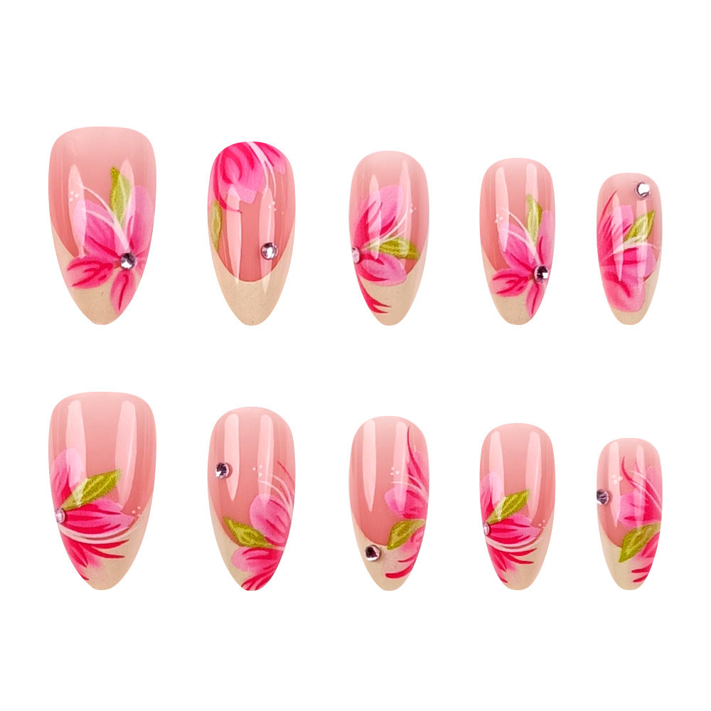 Stickers 24 Pièces en forme d'amandes en forme d'amandes à ongles à fleur en acrylique avec 3D E