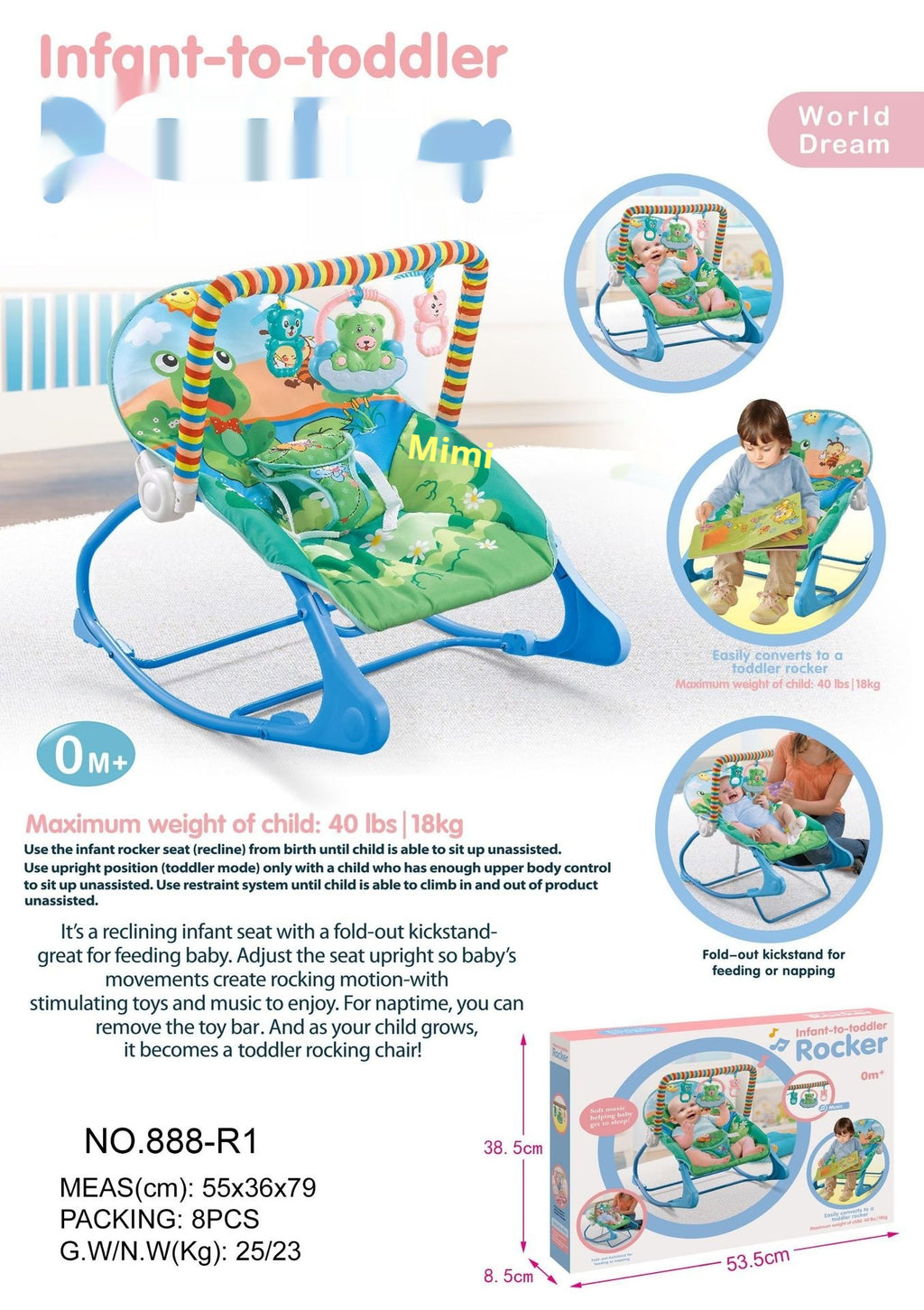 Baby Rocking Chair Baby Rocking Bed Portable pliable Coax avec Mosquito Net
