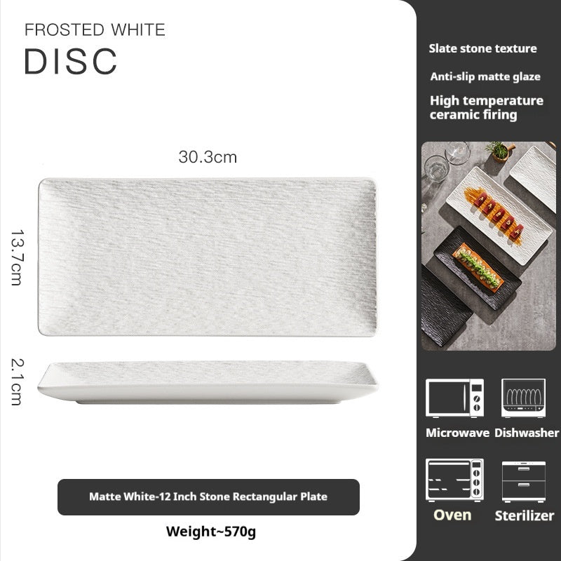 Plaque de Sushi de luxe rectangulaire de haute qualité en céramique