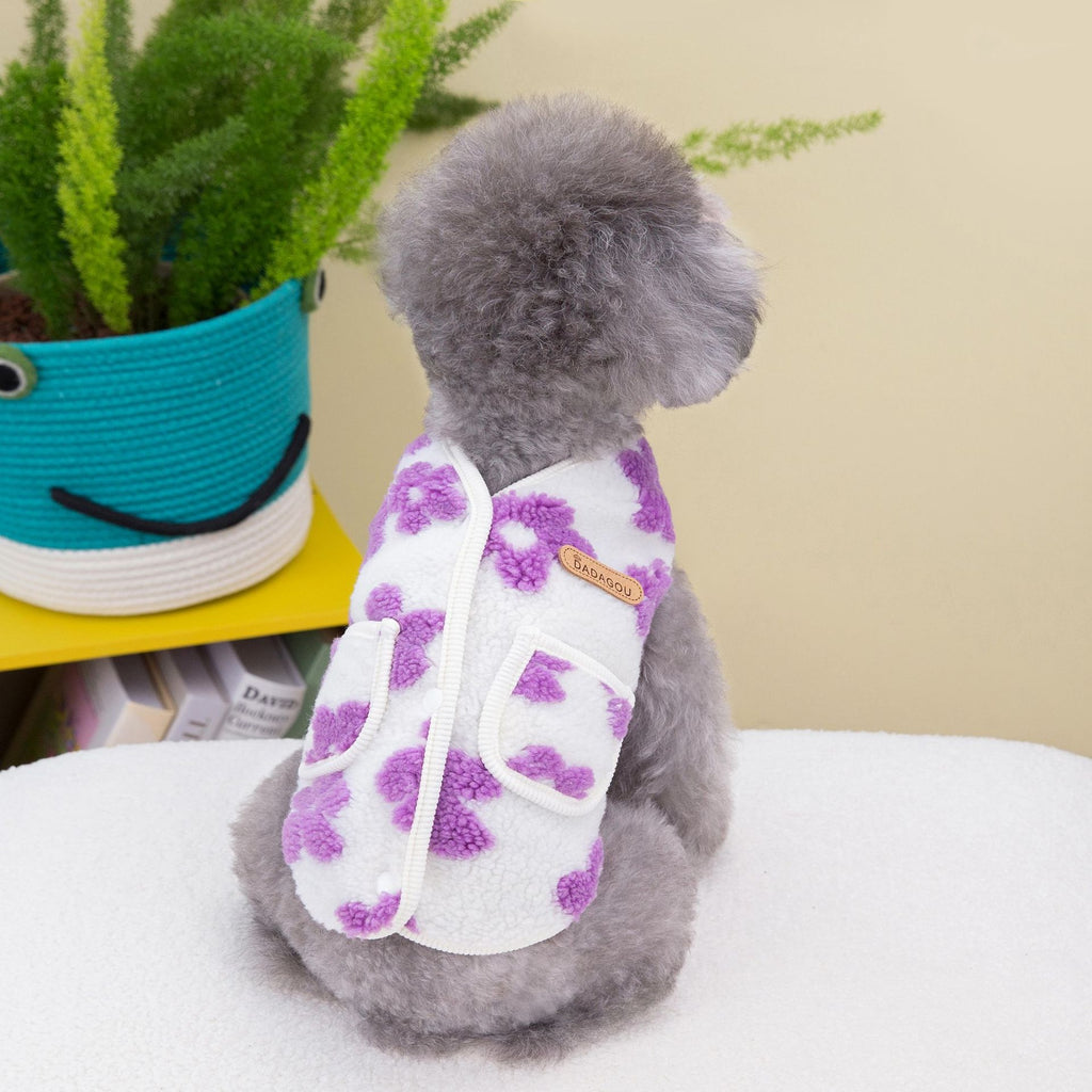Vêtements de chat pour animaux d'hiver en velours de fleur de cinq-pieds