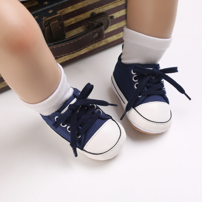Semelle en caoutchouc antidérapante Homme et femme Bébé Lacing Casual Sports Chaussures pour tout-petit