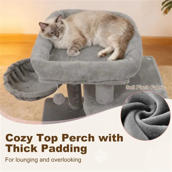 Light Gray 33.5" Multi-Level Cat Tree with 2-Story Condo