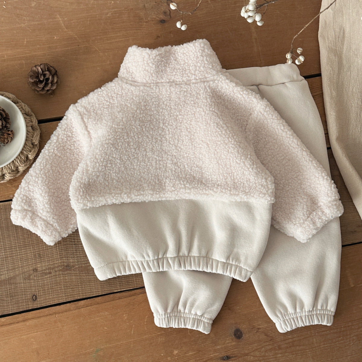 Baby and Toddler Lambswool Collier Stand-up Chandail demi-zip