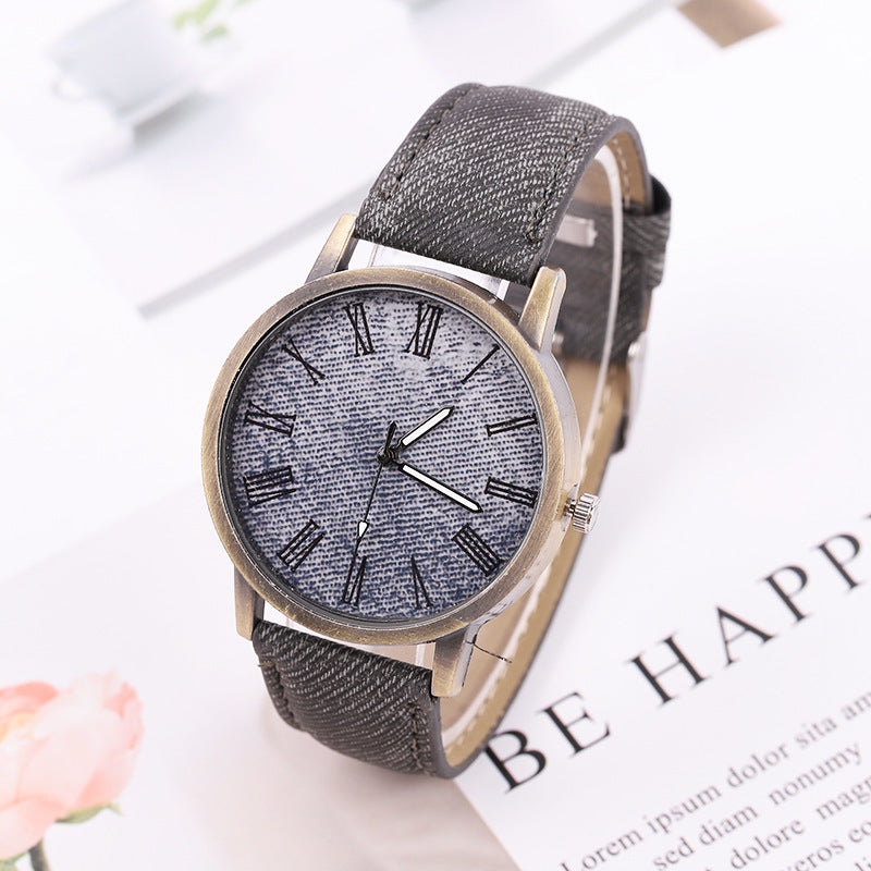Montre Quartz Ceinture Denim Casual Femme