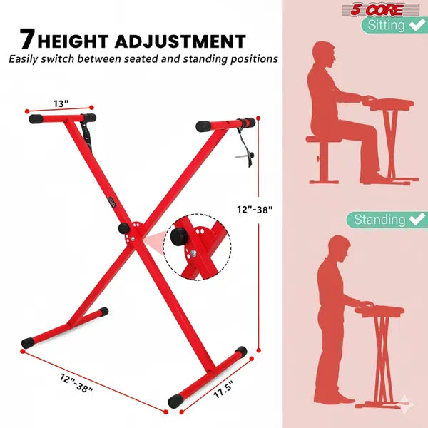 5 Core Keyboard Stand X Forme réglable pliable Portable Key Board Stands W Locking Stra