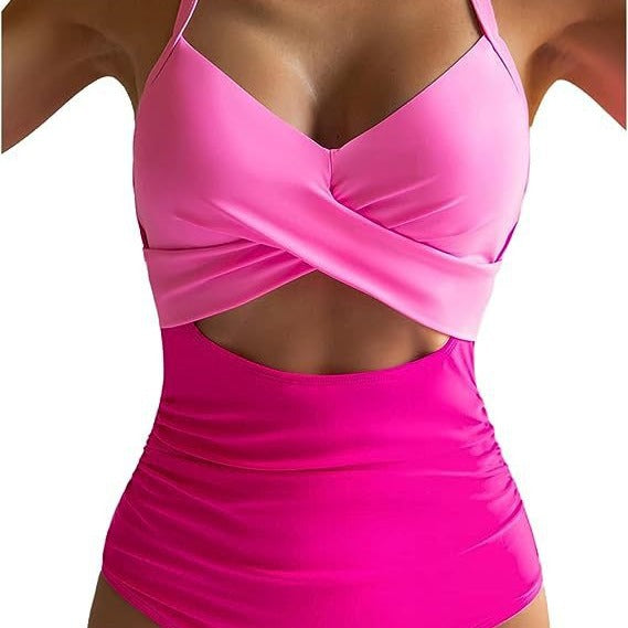 Maillot de bain monocolore pour femmes de style européen et américain avec un panneau sans dos