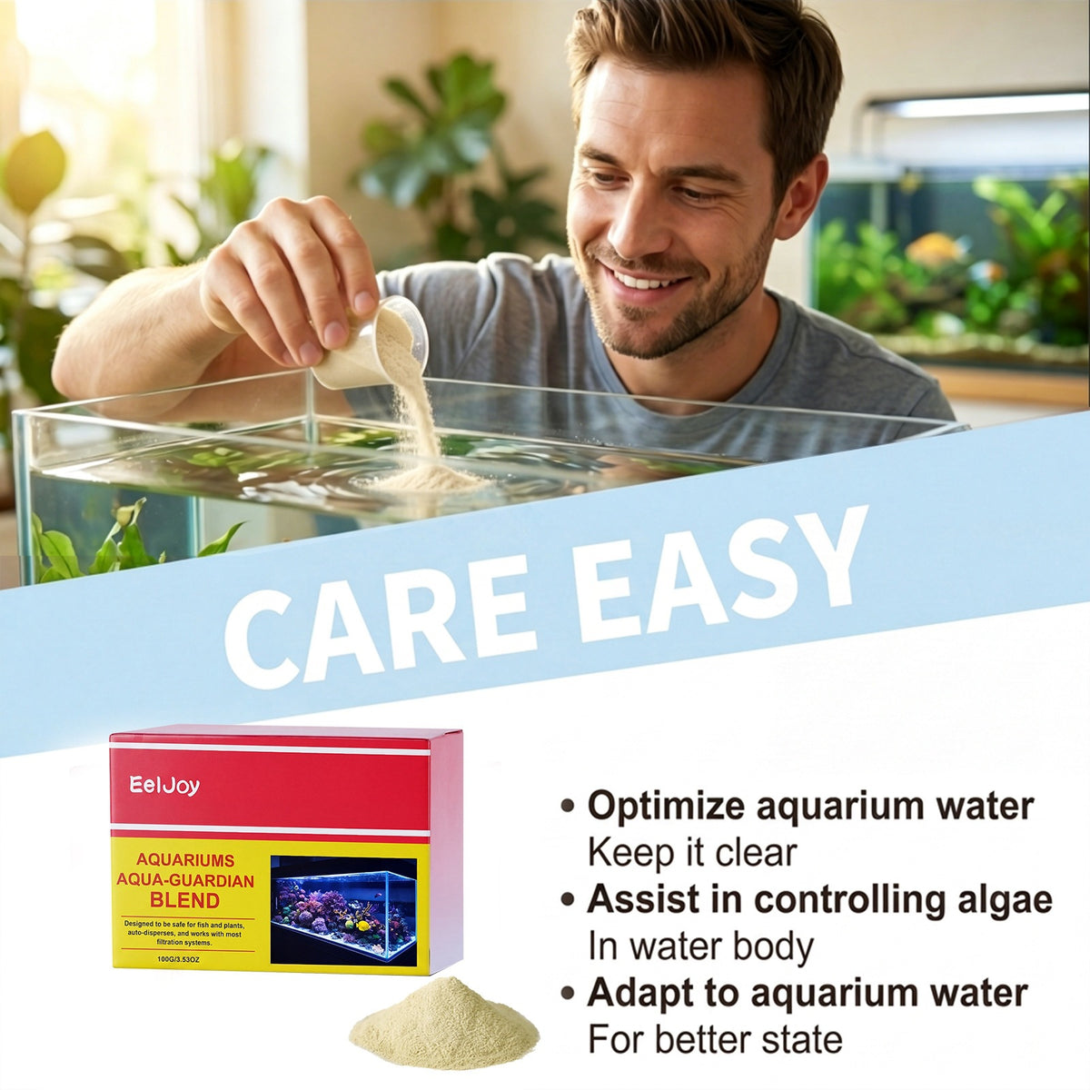Eeljoy Aquarium Guardian Eau douce et eau de mer Effacer la tache universelle et les algues Supprimer