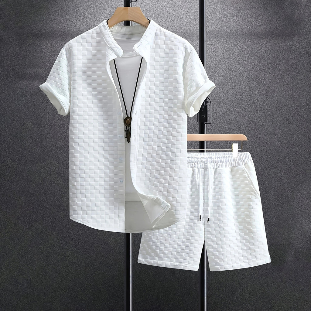Chemise à manches courtes Jacquard pour hommes