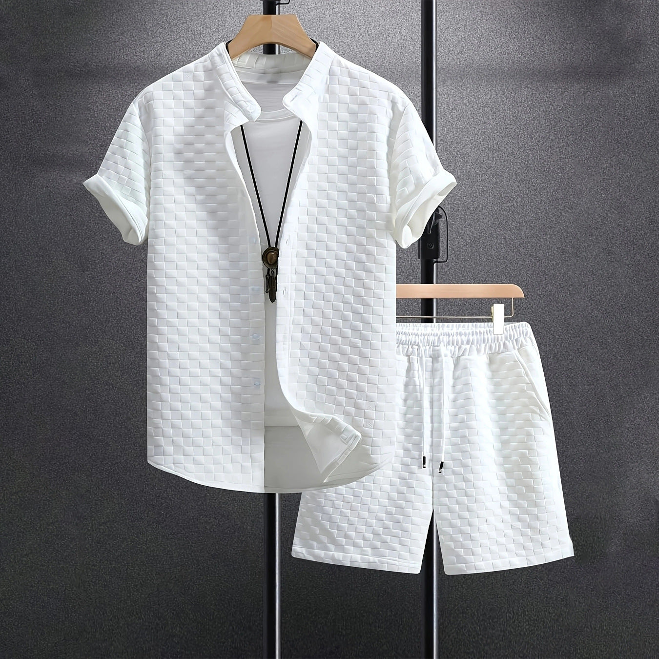 Chemise à manches courtes Jacquard pour hommes