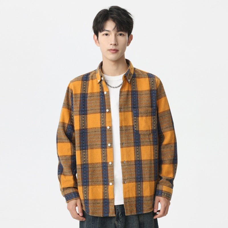 Chemise à volant brossé pour homme