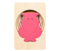 Modèle de Puzzle 3D en bois d'animal multicouche pour enfants