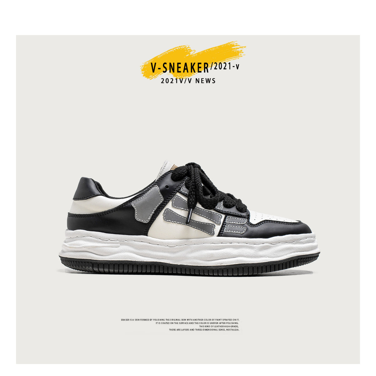 Reflective Bone Retro Platform Sneakers Hommes